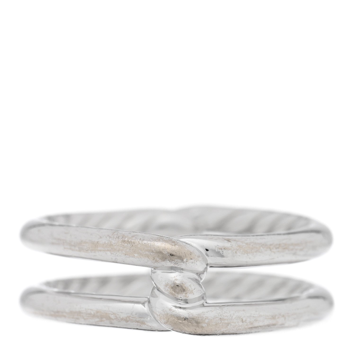 David Yurman 18K White Gold Diamond 6.5mm Continuance Band Ring 54 7 3 of 4