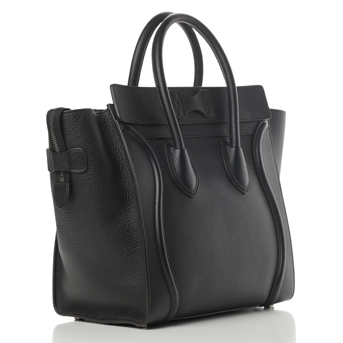 Drummed Calfskin Mini Luggage Black