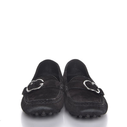 Gucci Suede GG Buckle Driver Loafers 37 Nero Black 2 of 10