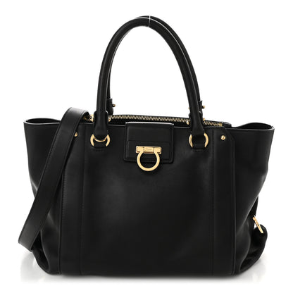 Salvatore Ferragamo Calfskin Trifolio Shopping Tote Black 1 of 10