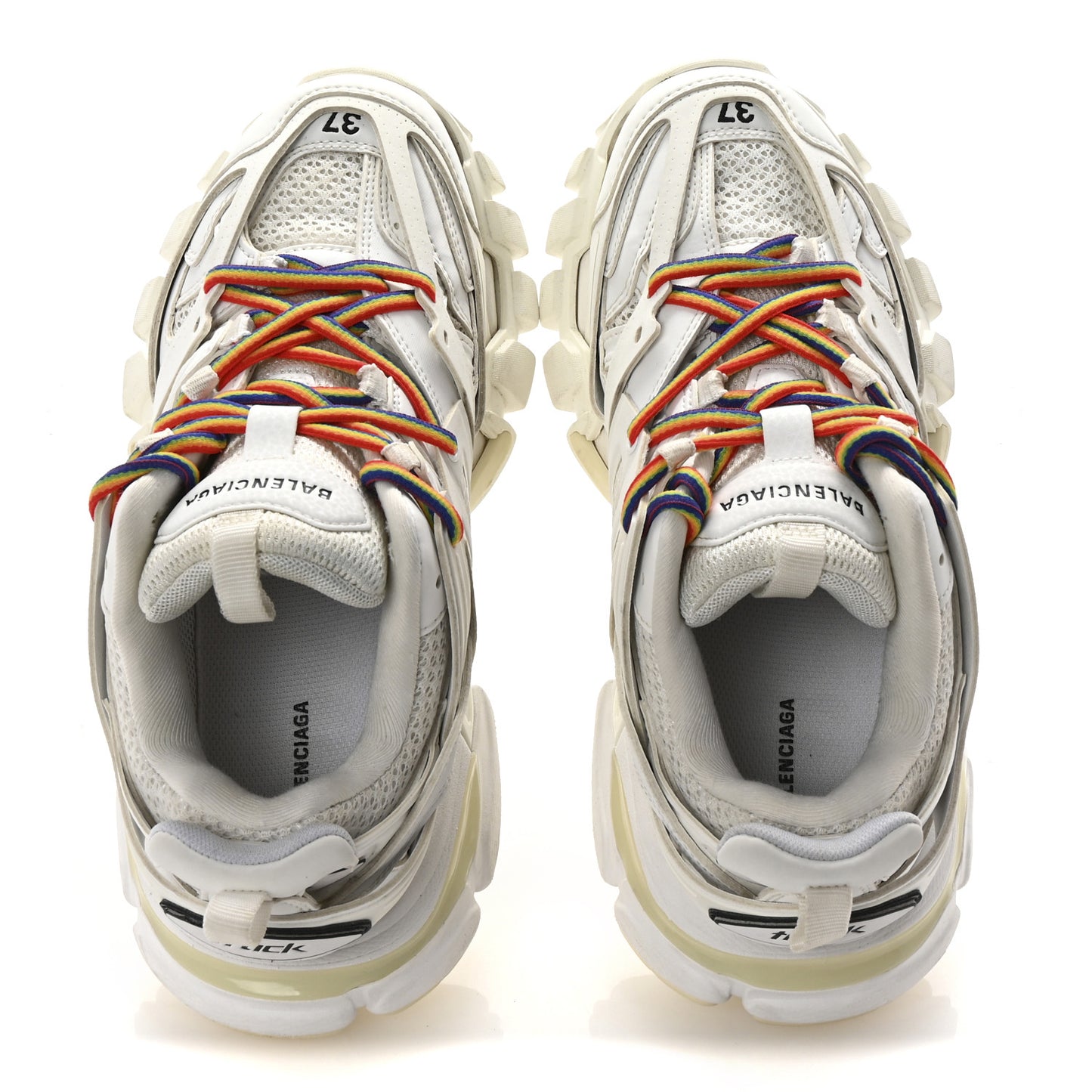 Rubber Mesh Fabric Monocolor Recycled Sole Womens Track Sneakers 37 White Multicolor