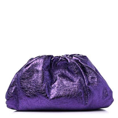 Bottega Veneta Metallic Crinkled Lambskin The Pouch Viola 1 of 9