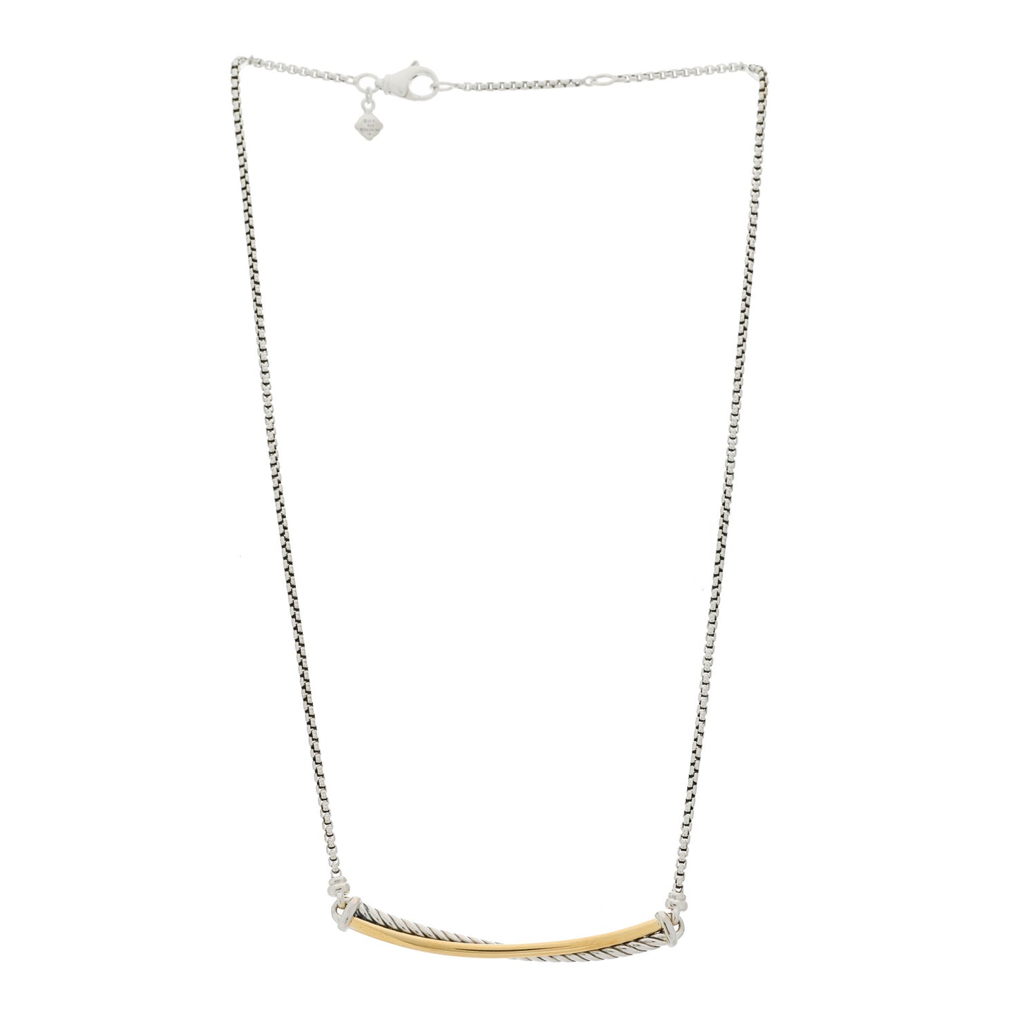 Sterling Silver 18K Yellow Gold Crossover Bar Pendant Necklace