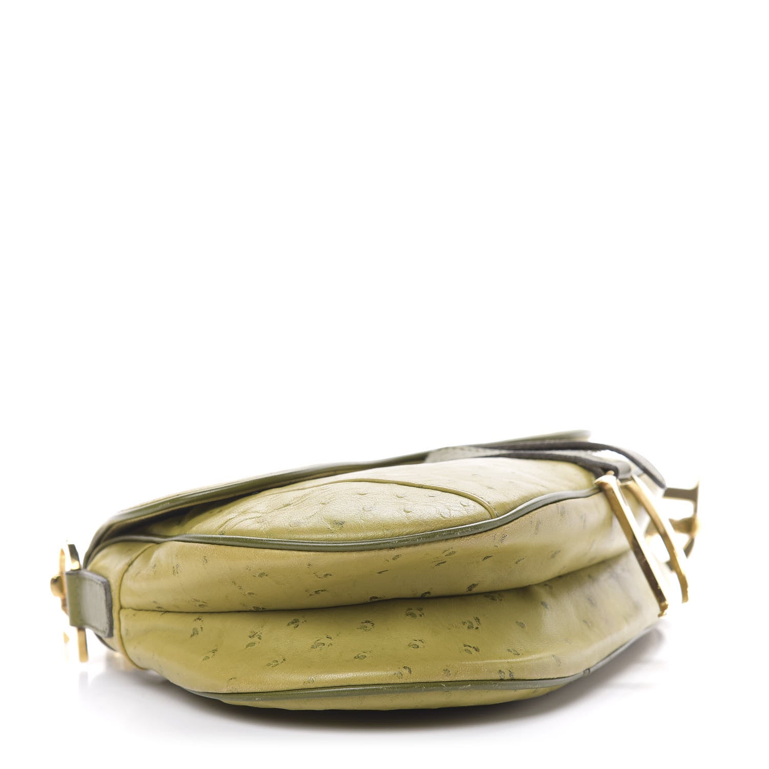 Christian Dior Ostrich Saddle Bag Green 4 of 19