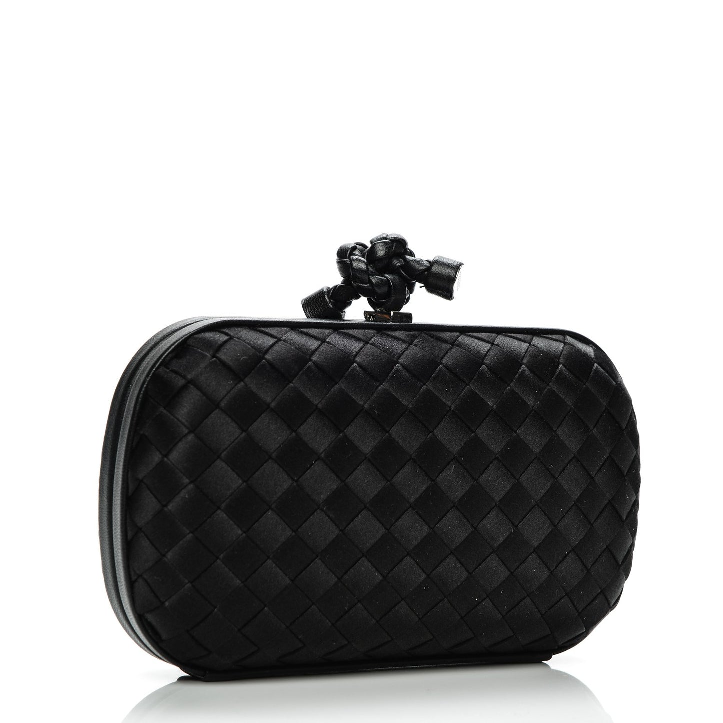 Satin Intreccio Impero Knot Clutch Black