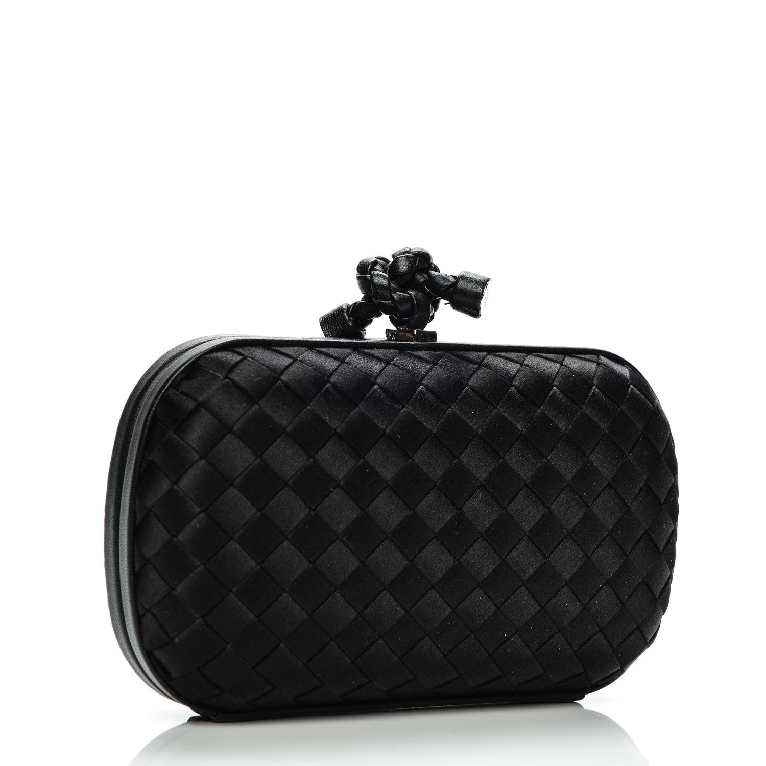 Bottega Veneta Satin Intreccio Impero Knot Clutch Black 3 of 6