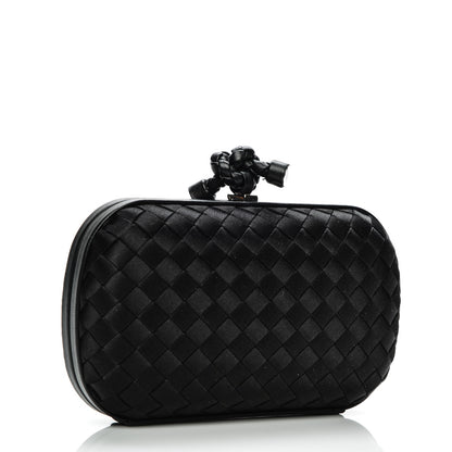 Bottega Veneta Satin Intreccio Impero Knot Clutch Black 3 of 6