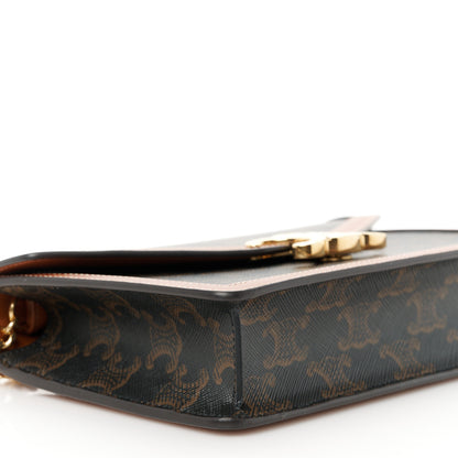 Celine Triomphe Canvas Calfskin Margo Wallet on Chain Tan 10 of 11