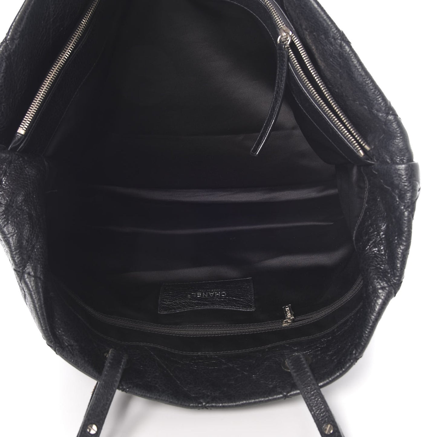 Glazed Calfskin Large On The Road Tote Black