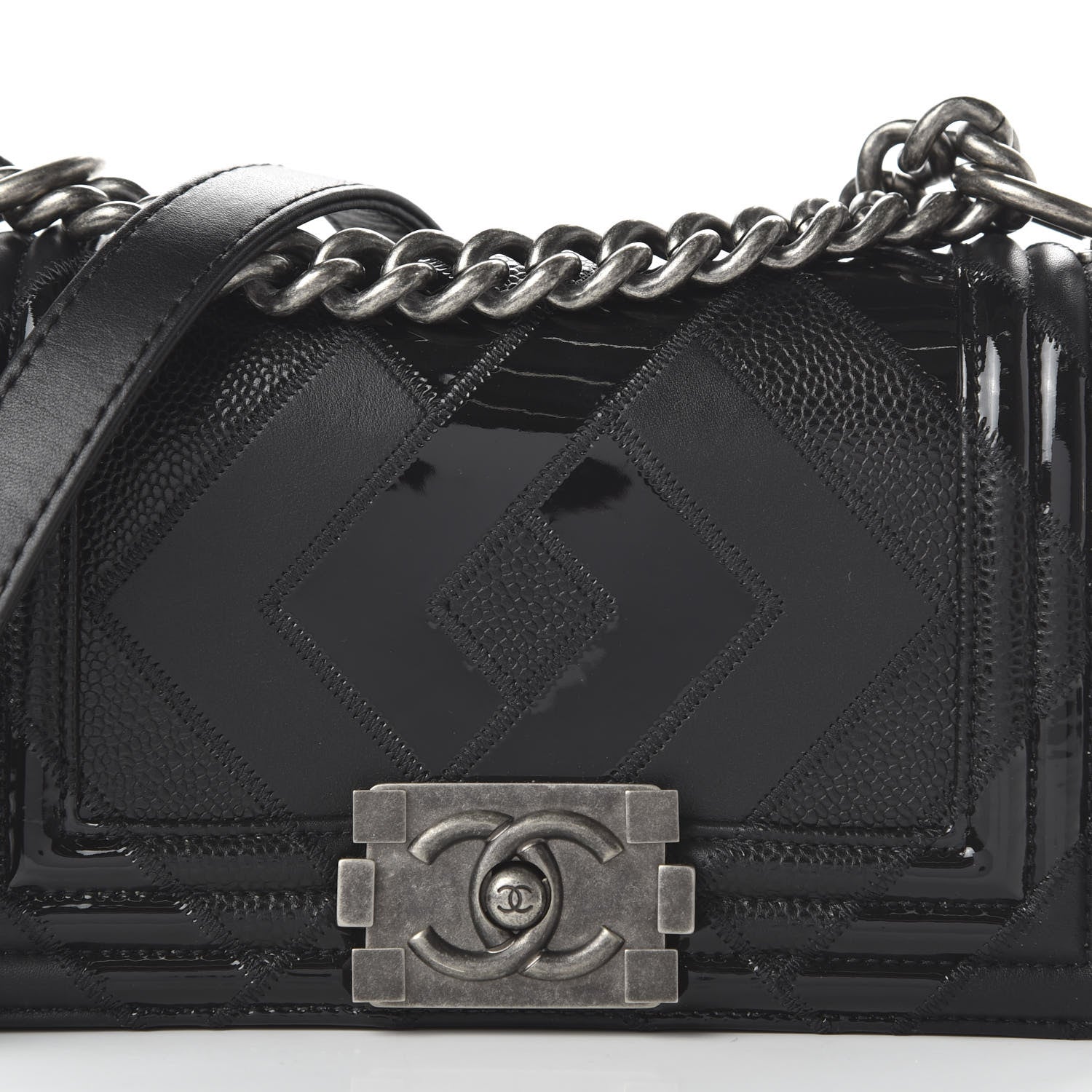 Chanel Calfskin Patent Calfskin Caviar Small Boy Flap Black 10 of 11
