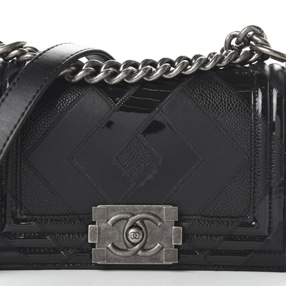 Chanel Calfskin Patent Calfskin Caviar Small Boy Flap Black 10 of 11