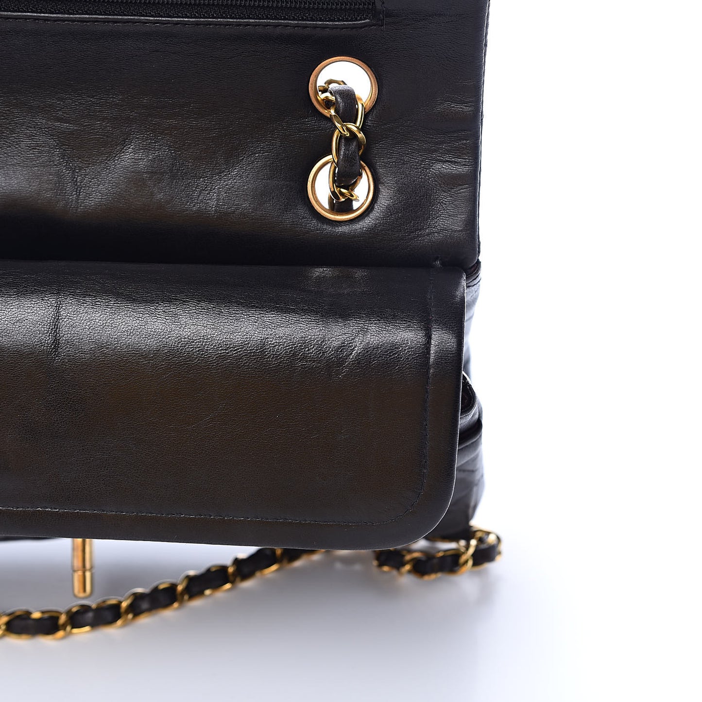 Lambskin Quilted Medium Double Flap Black