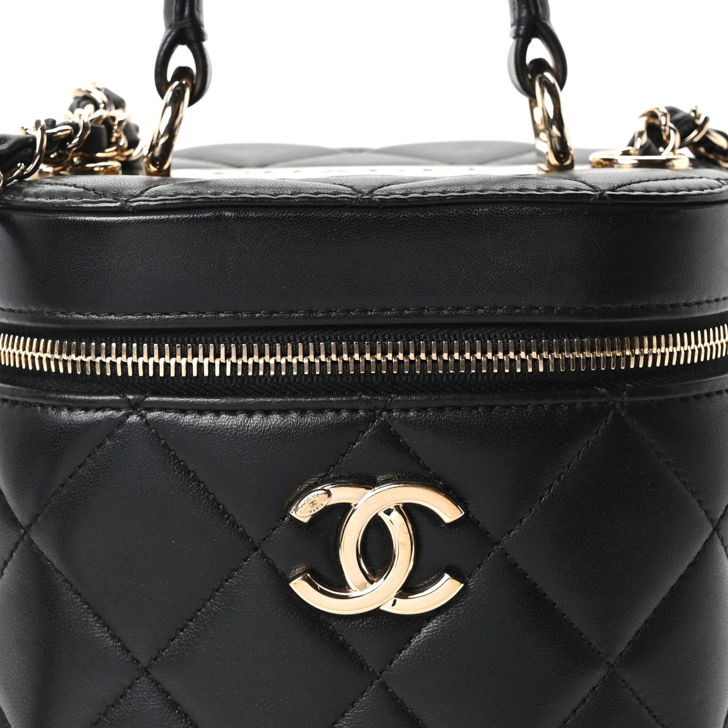 Lambskin Quilted Trendy Vanity Case Black