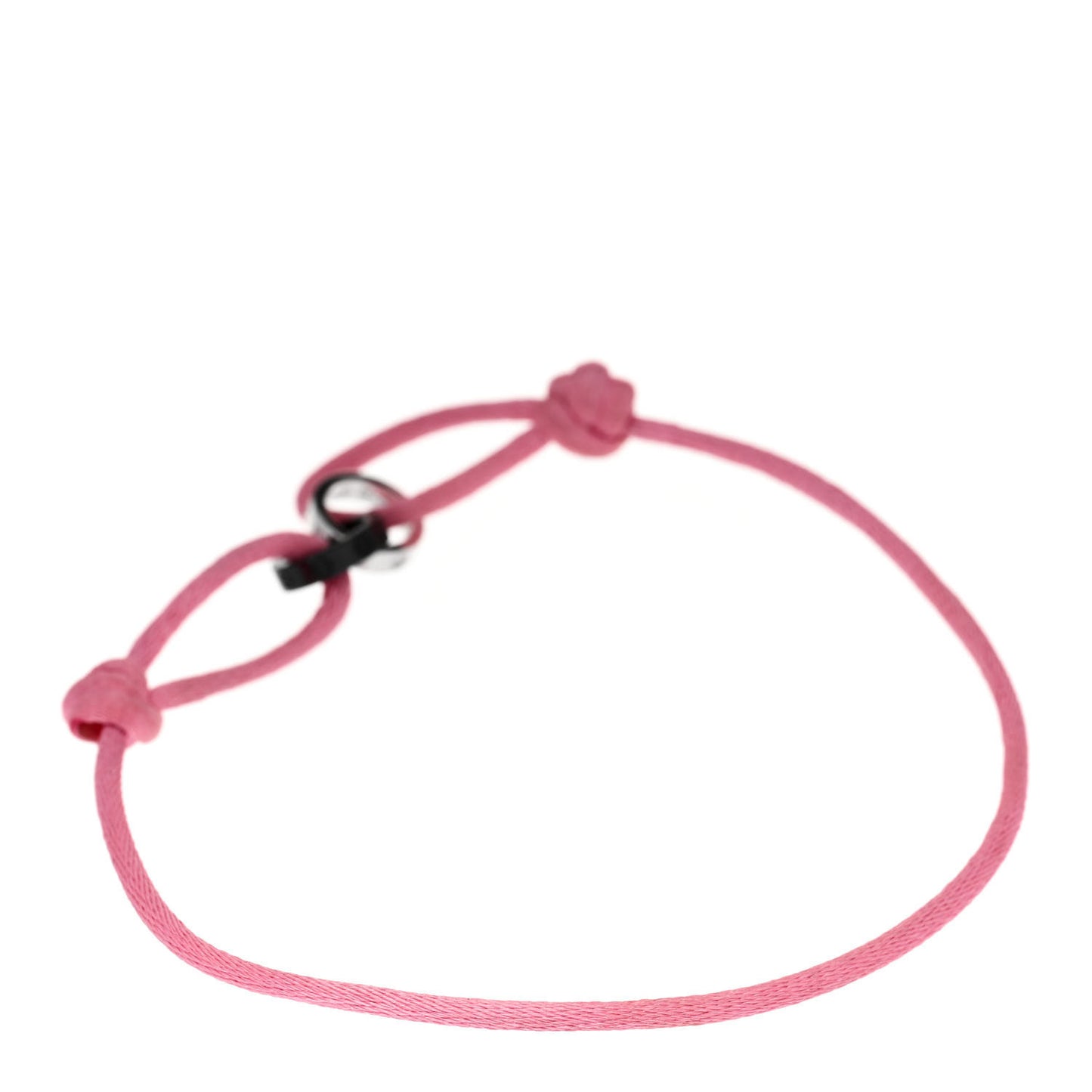 18K White Gold Ceramic 4 Diamond LOVE Cord Bracelet Pink