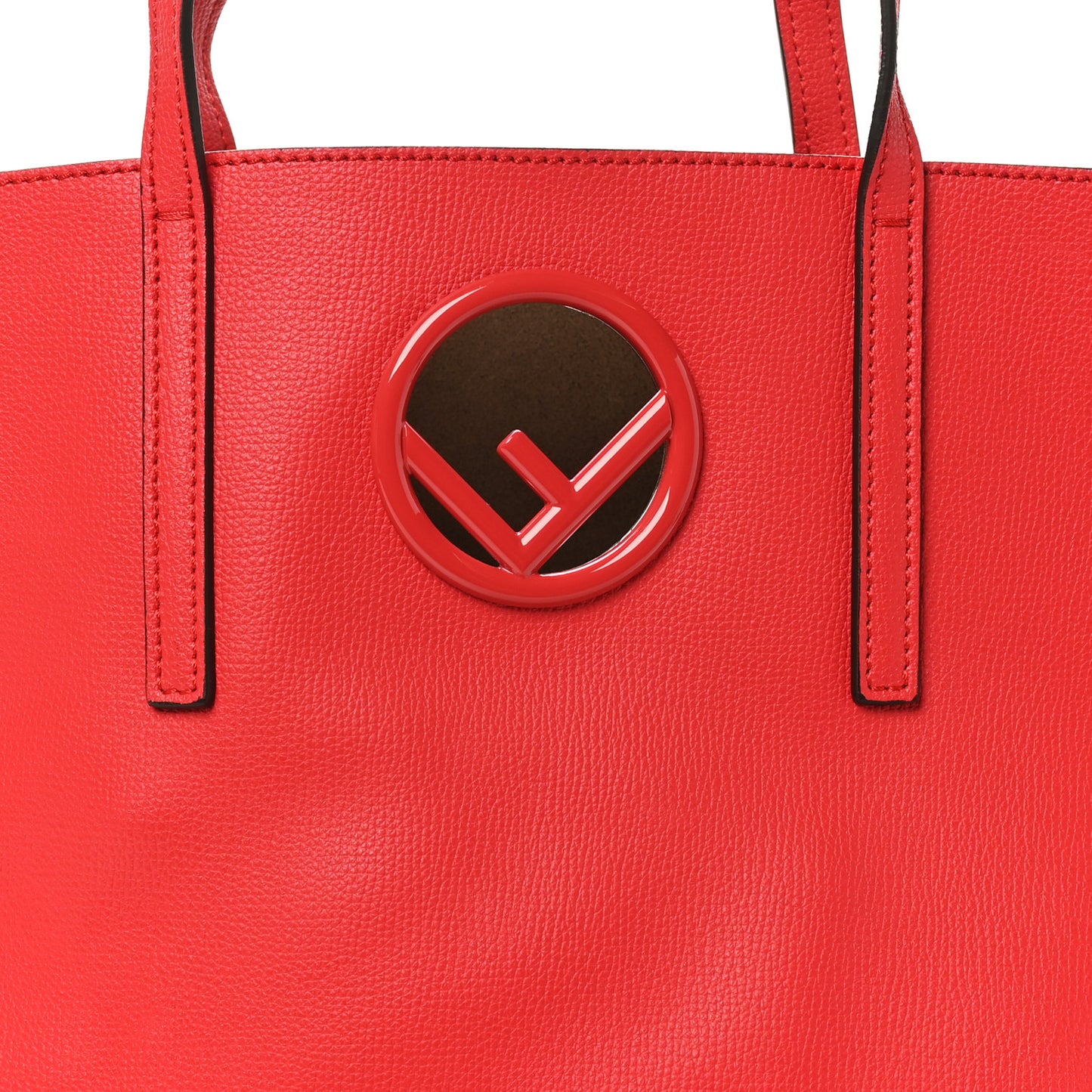 Vitello Vienna Enamel F is Fendi Shopping Tote Fiamma Taupe