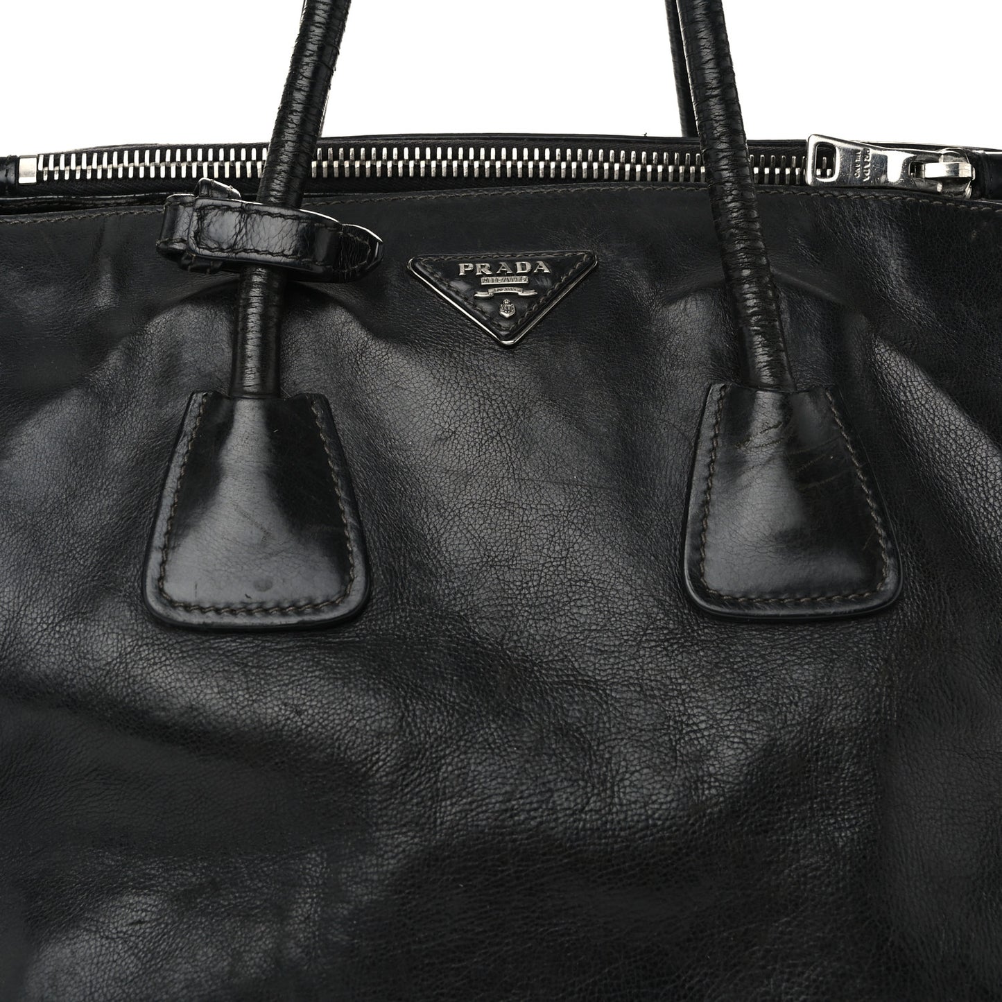 Glace Calf Twin Pocket Tote Black