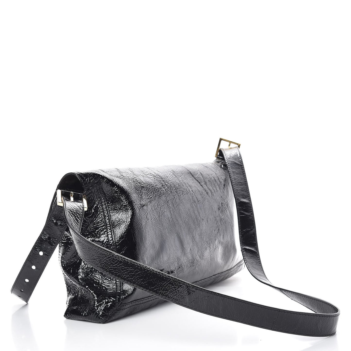 Vitello Naplak Large Convertible Baguette Black