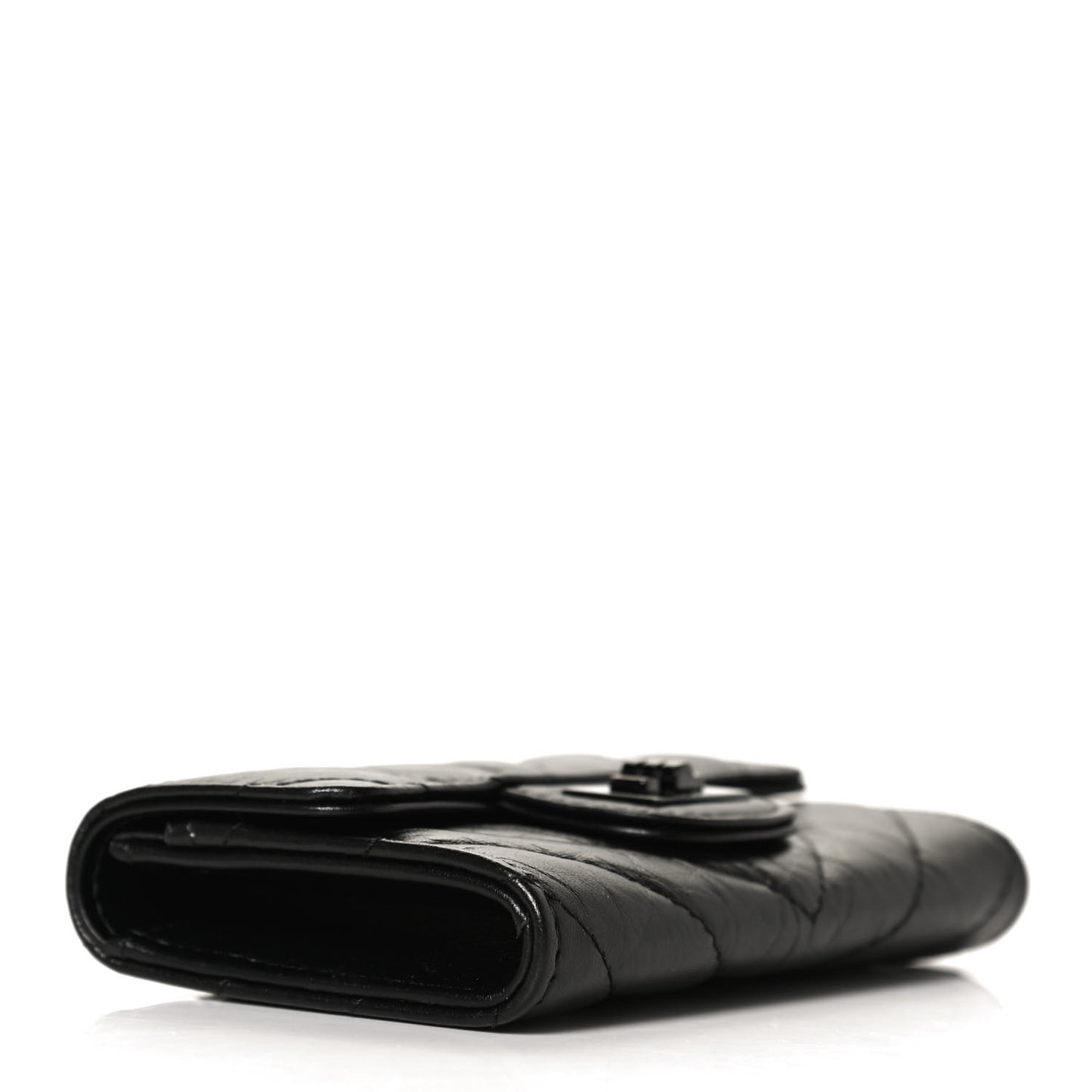 Aged Calfskin Chevron Quilted Reissue Flap Card Holder So Black