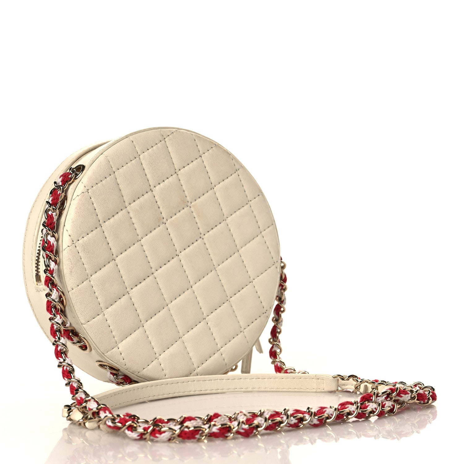 Chanel Lambskin Coco Lifesaver Round Bag Red White 3 of 13
