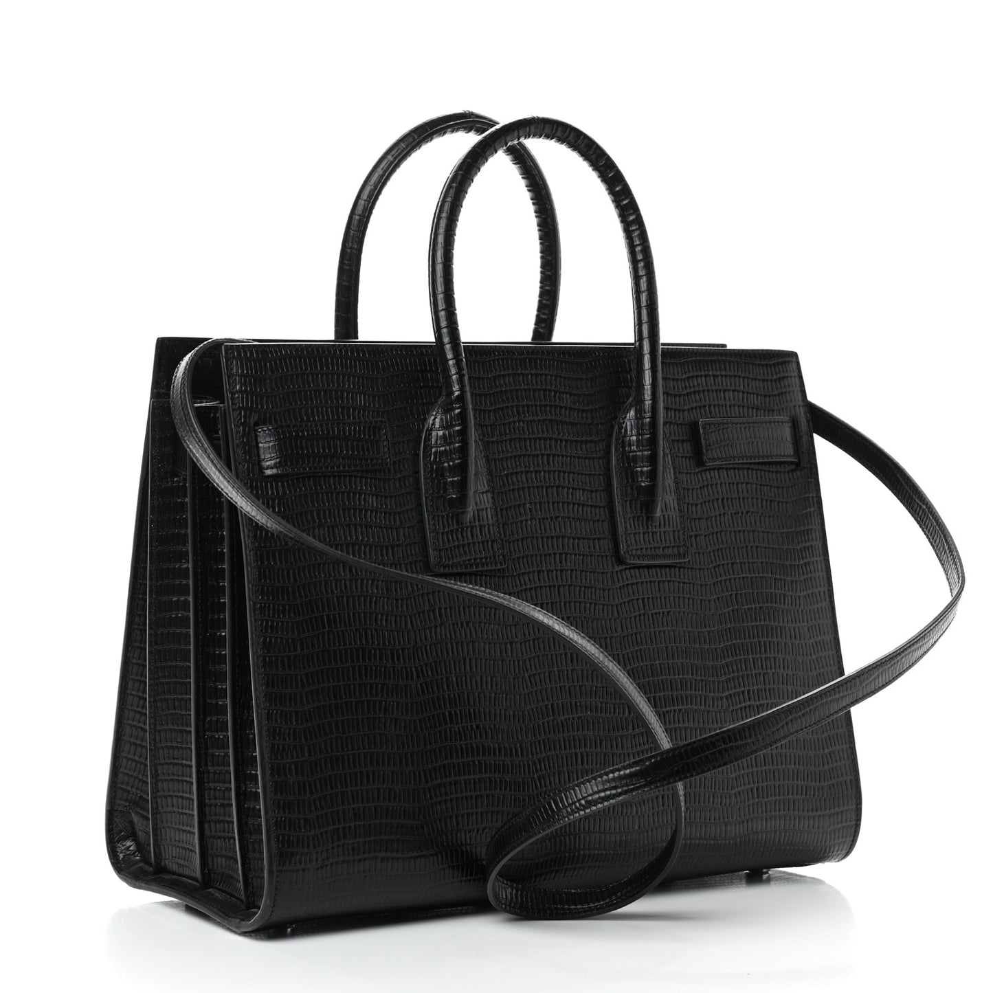 Lizard Embossed Calfskin Small Sac De Jour Black
