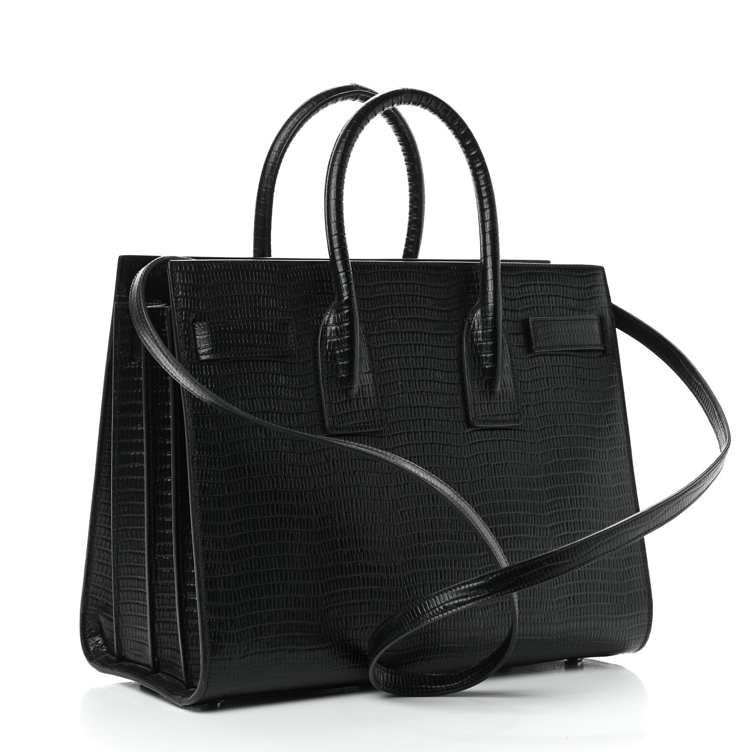 Saint Laurent Lizard Embossed Calfskin Small Sac De Jour Black 3 of 8