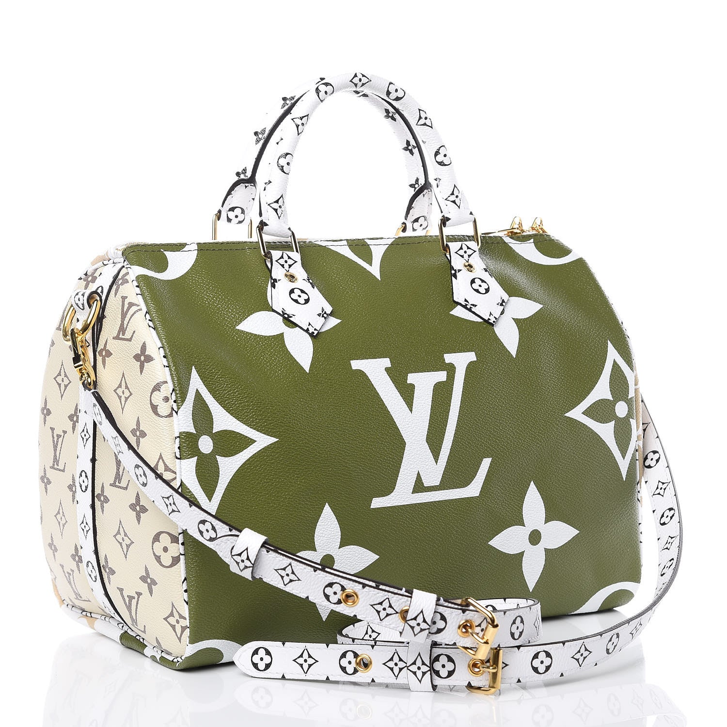 Louis Vuitton Monogram Giant Speedy Bandouliere 30 Kaki Beige 3 of 9