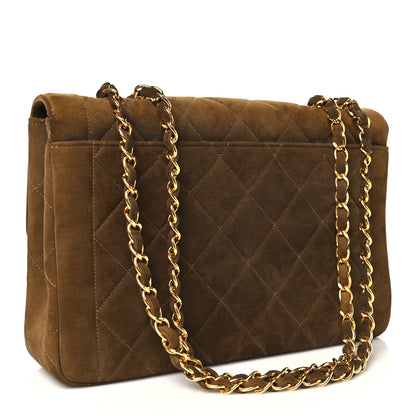 Chanel Suede Quilted Medium Single Flap Brown 2 of 9