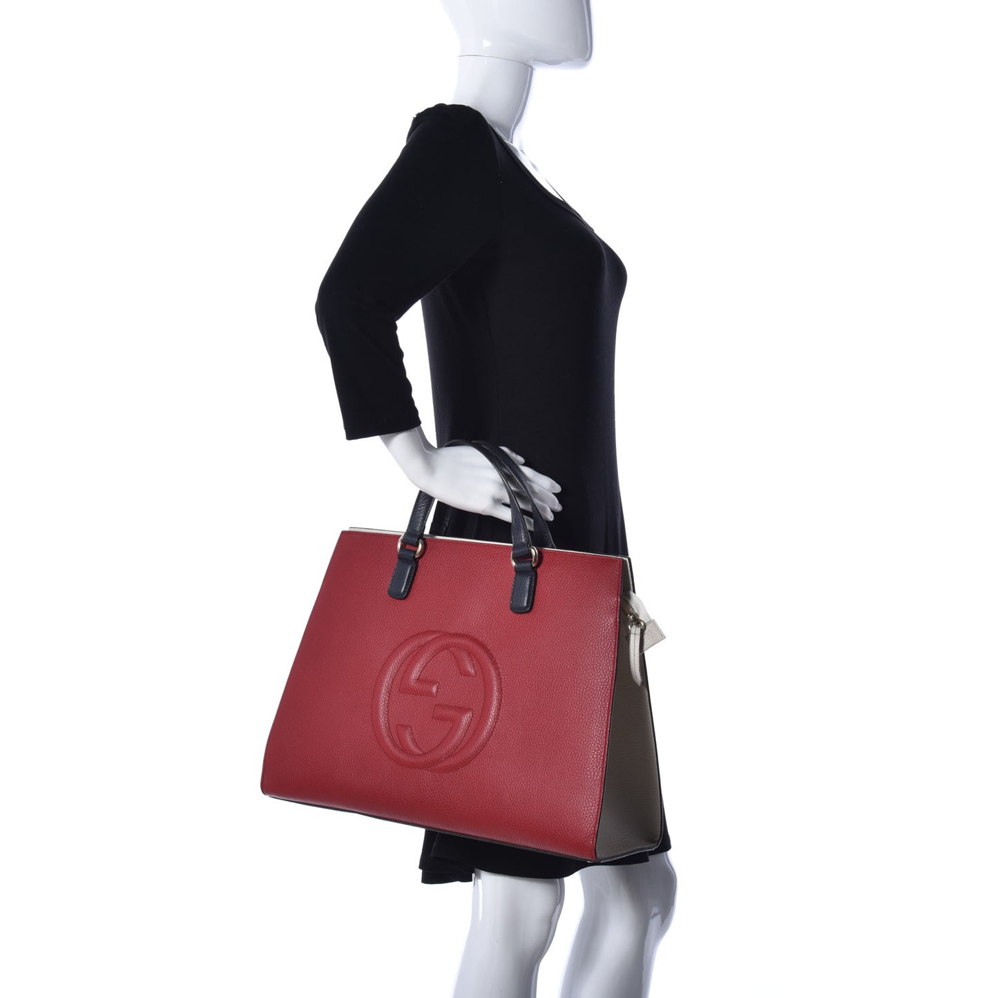 Dollar Calfskin Large Soho Top Handle Satchel Hibiscus Red Mystic White Blue