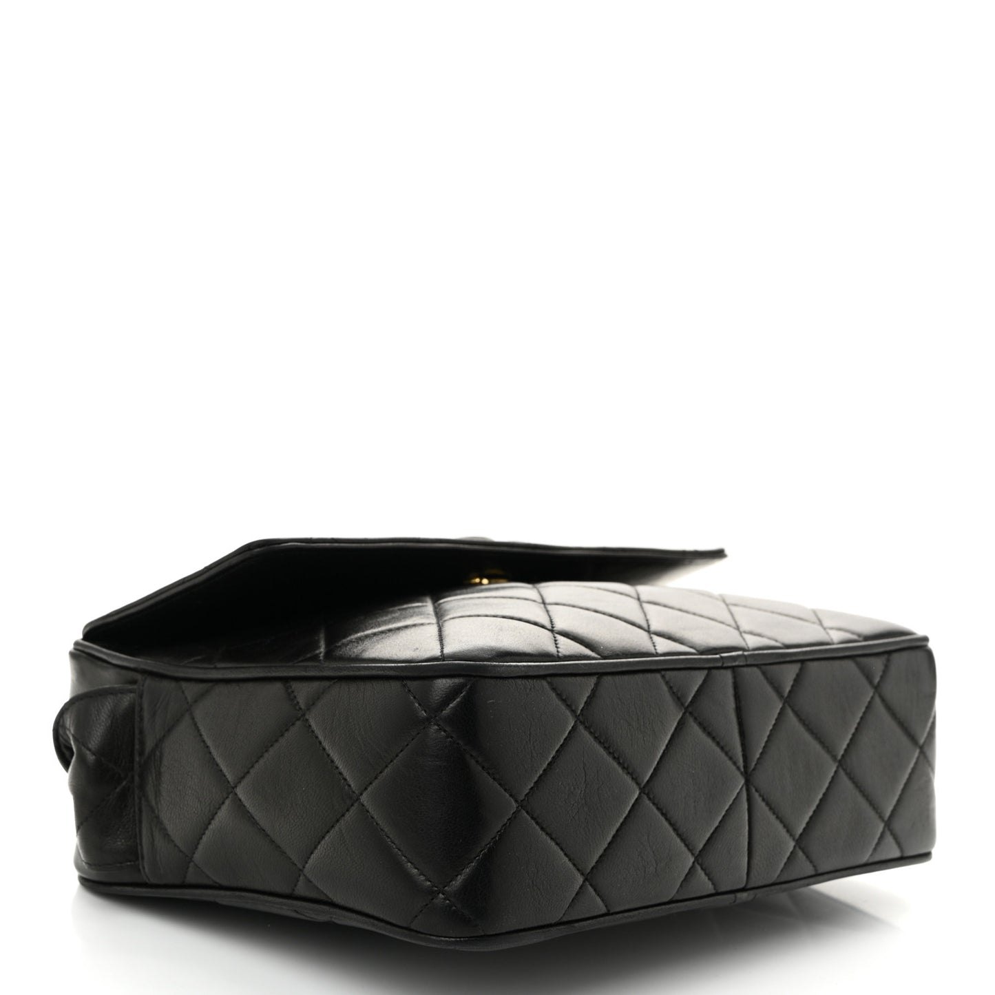 Lambskin Quilted Tassel Flap Camera Case Black