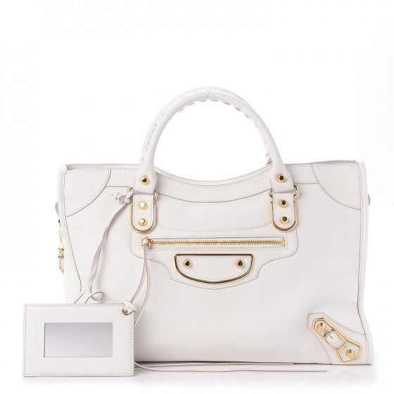 Chevre Gold Metallic Edge Hardware City White