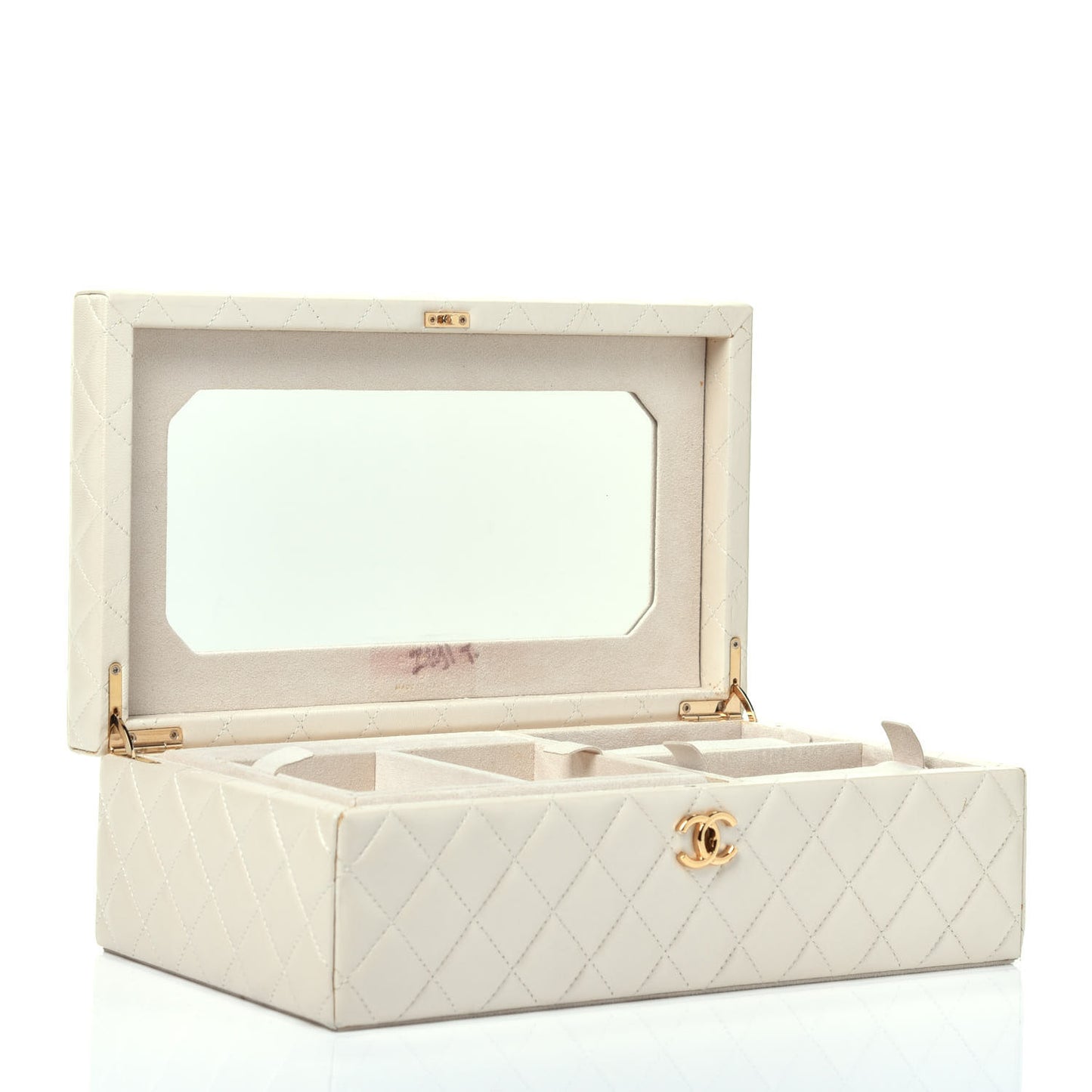 Lambskin Quilted Jewelry Case Ivory