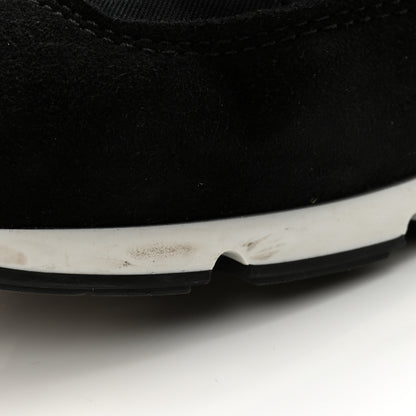 Chanel Nylon Suede Kidskin Calfskin Logo Sneakers 37 Black White 10 of 11
