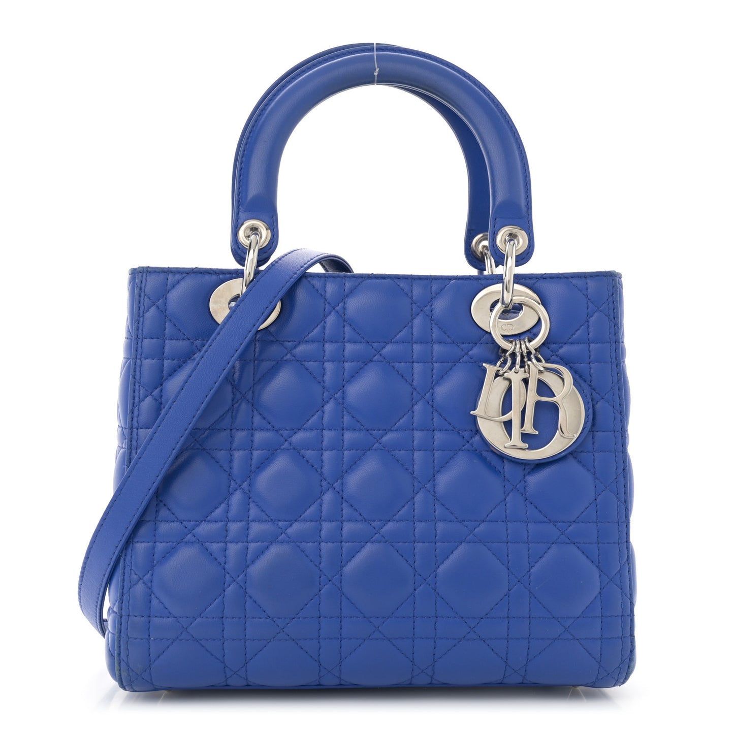 Lambskin Cannage Medium Lady Dior Blue Persan