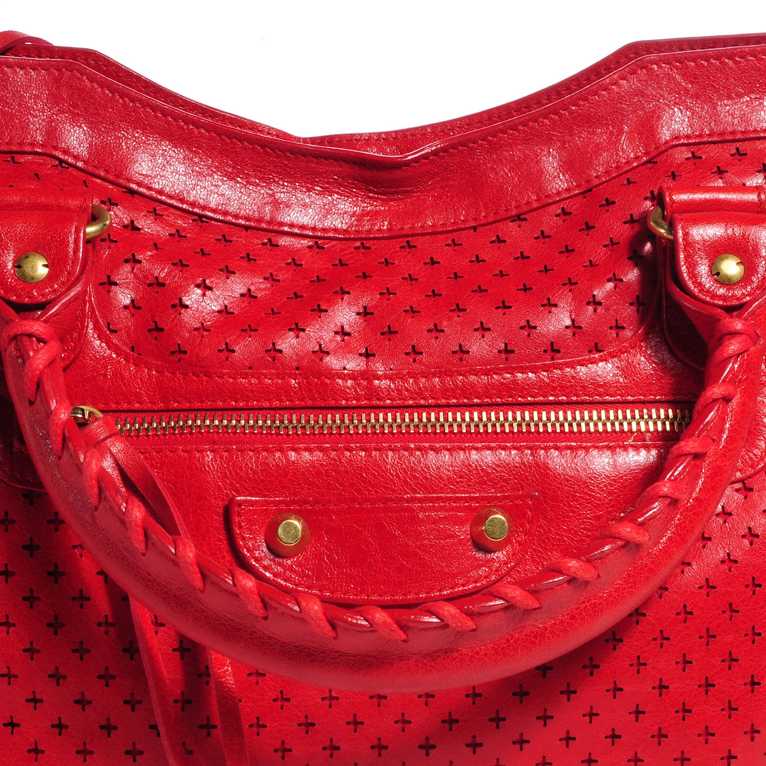 Balenciaga Agneau Laser Cut Cross Classic Gold Hardware City Tomate 9 of 12