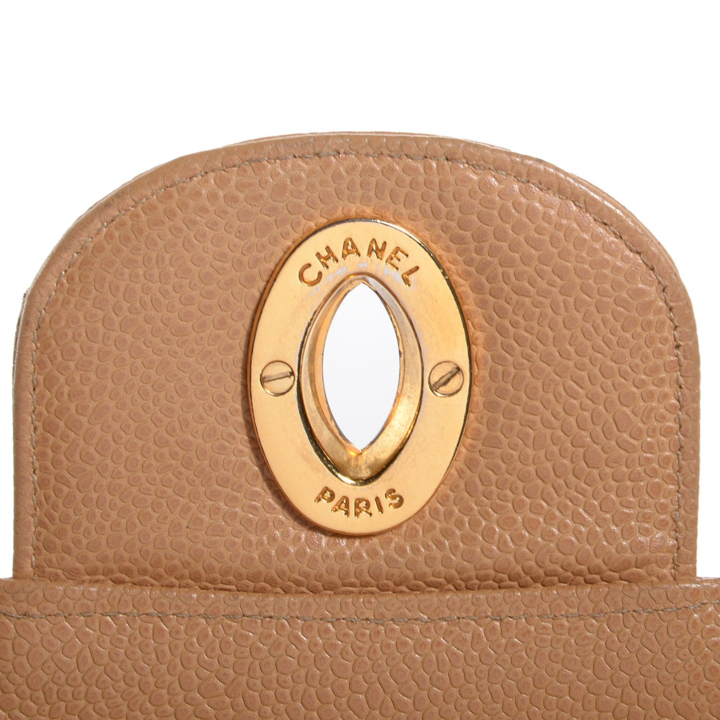 Caviar Vertical Quilted Jumbo Single Flap Beige