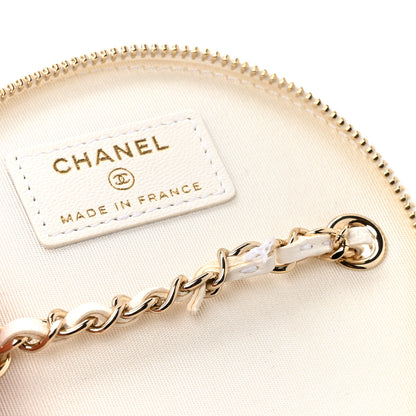 Chanel Lambskin Quilted Round Small Vanity Case With Chain White Black 12 of 12