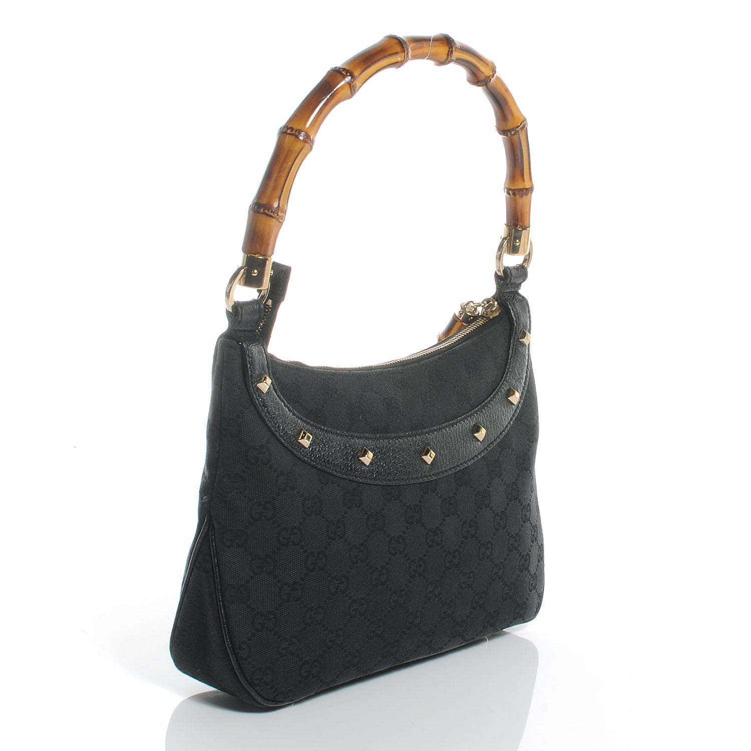 Gucci Monogram Anita Bamboo Top Handle Bag Black 3 of 7