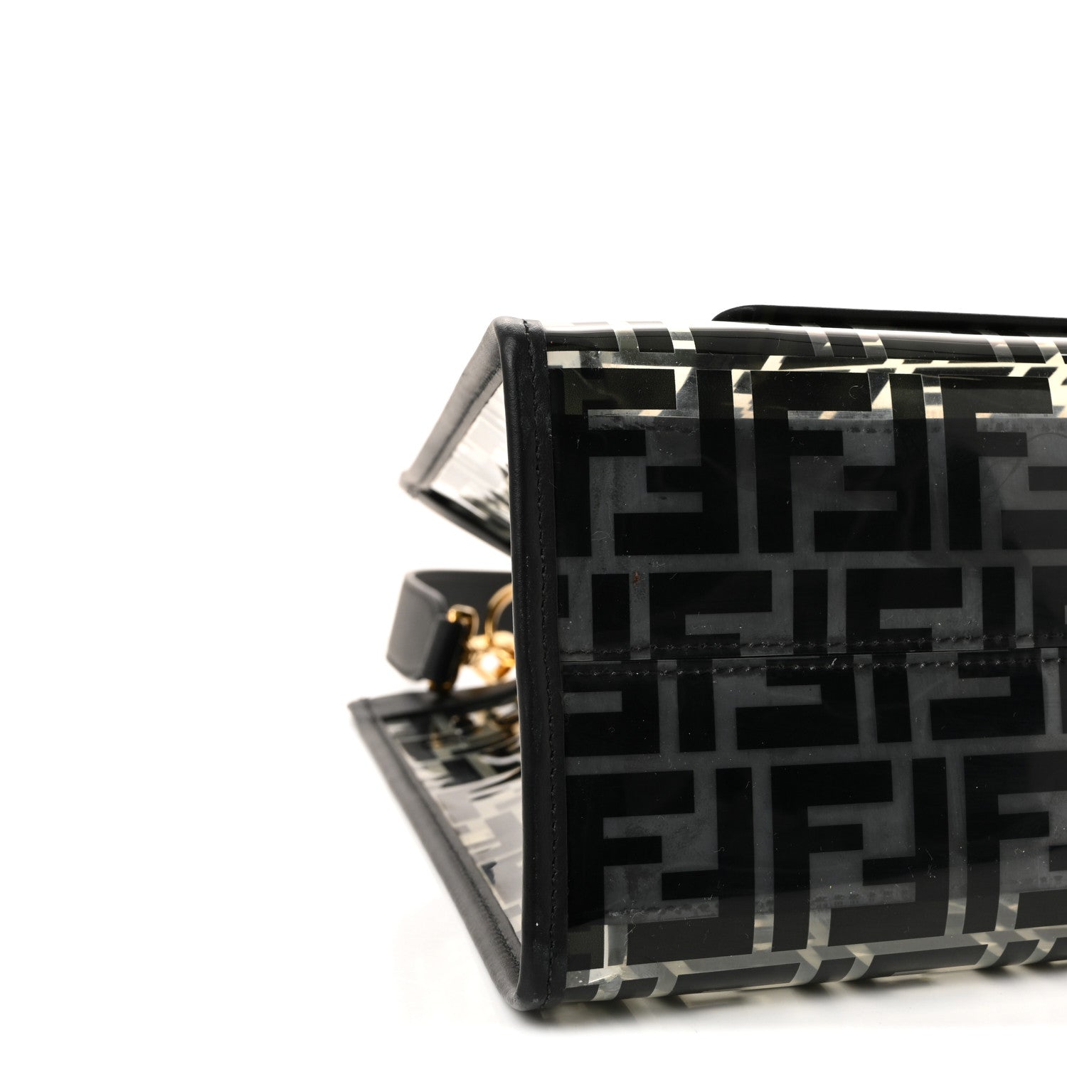Fendi TPU FF Vitello Century Plexiglass Medium Runaway Shopper Tote Black 8 of 9