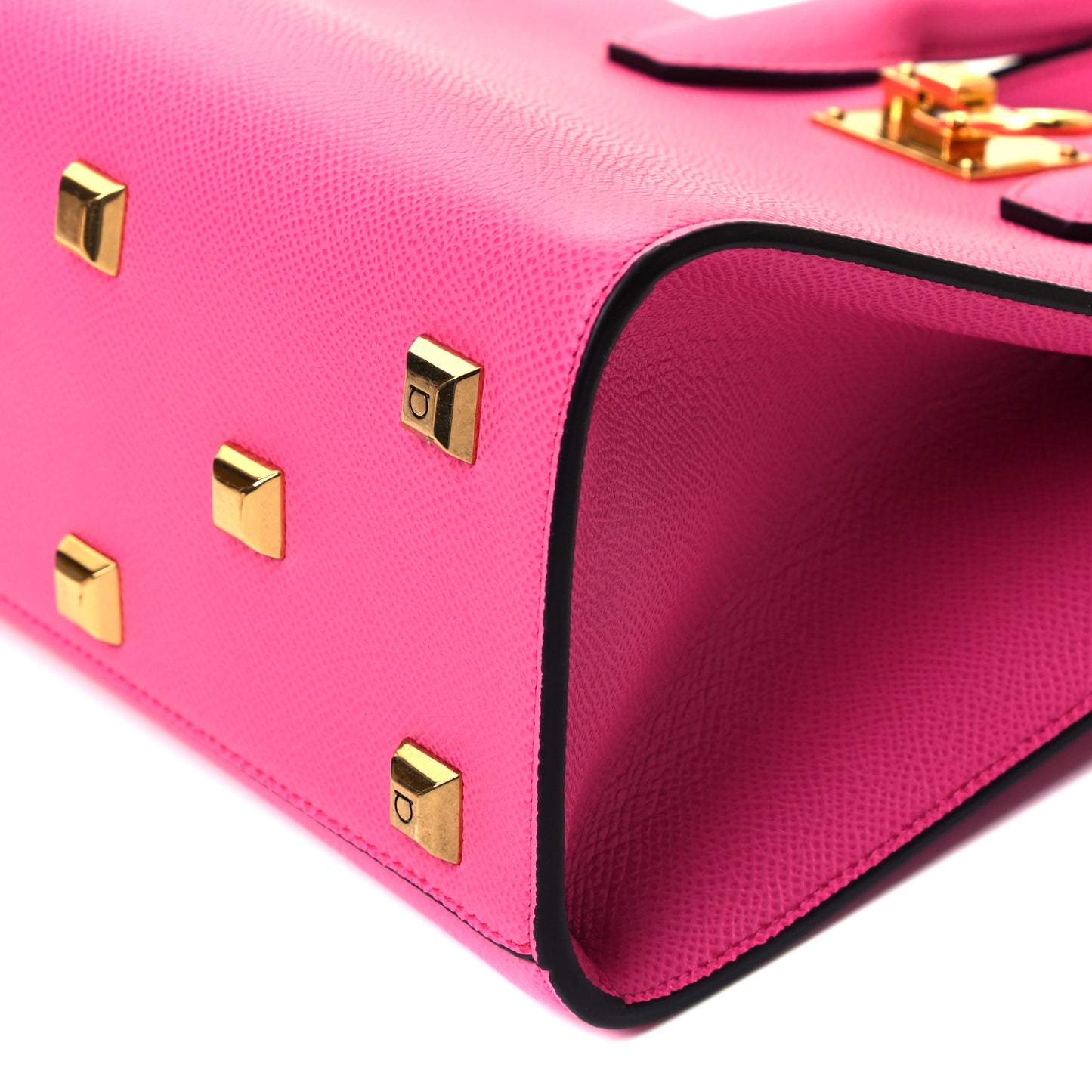 Hammered Calfskin Small The Studio Box Bag Hot Pink