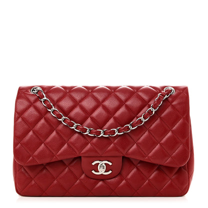 Chanel Caviar Quilted Jumbo Double Flap Dark Red 1 of 10