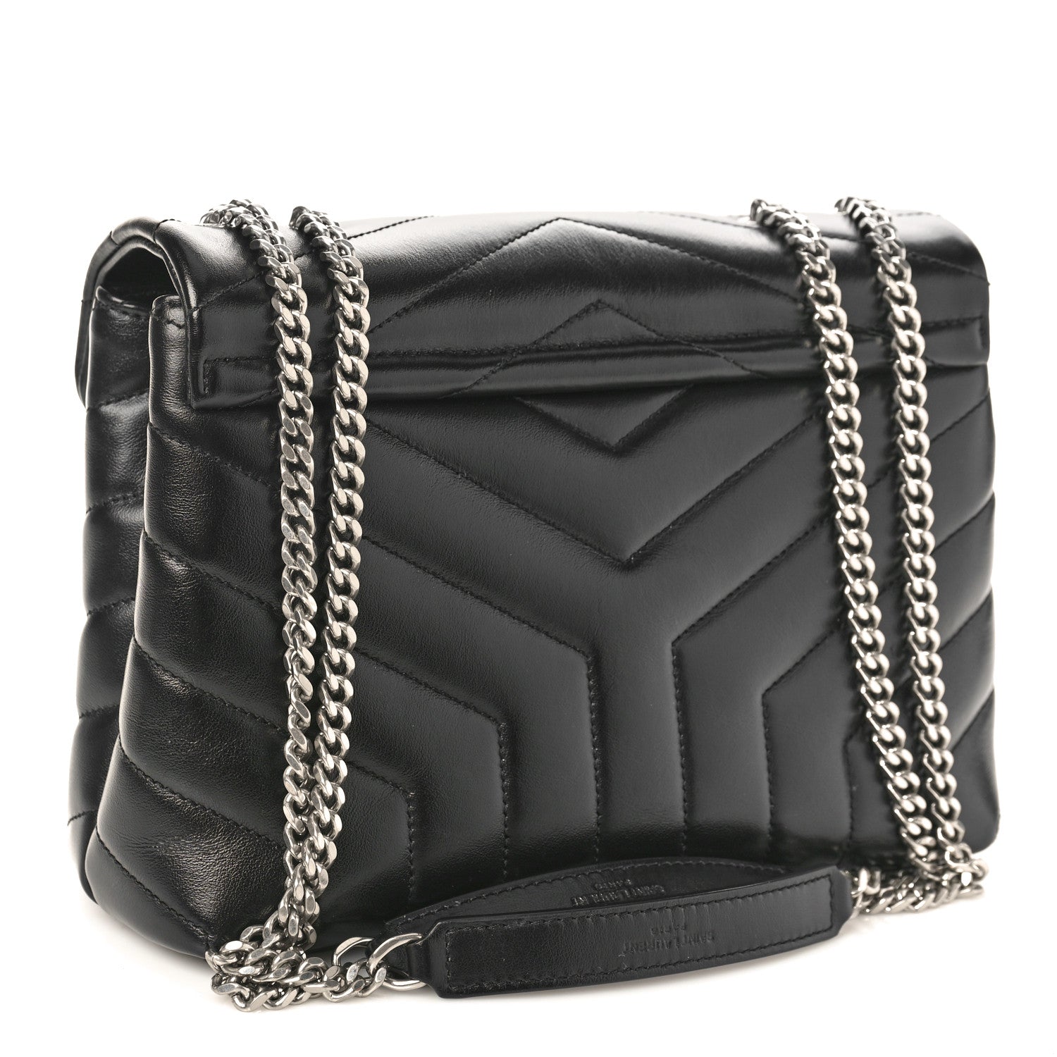 Saint Laurent Calfskin Y Quilted Monogram Small Loulou Chain Satchel Black 2 of 8