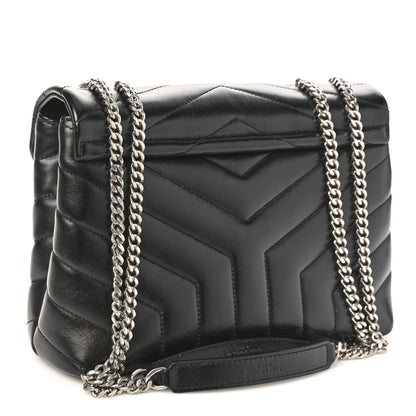 Saint Laurent Calfskin Y Quilted Monogram Small Loulou Chain Satchel Black 2 of 8