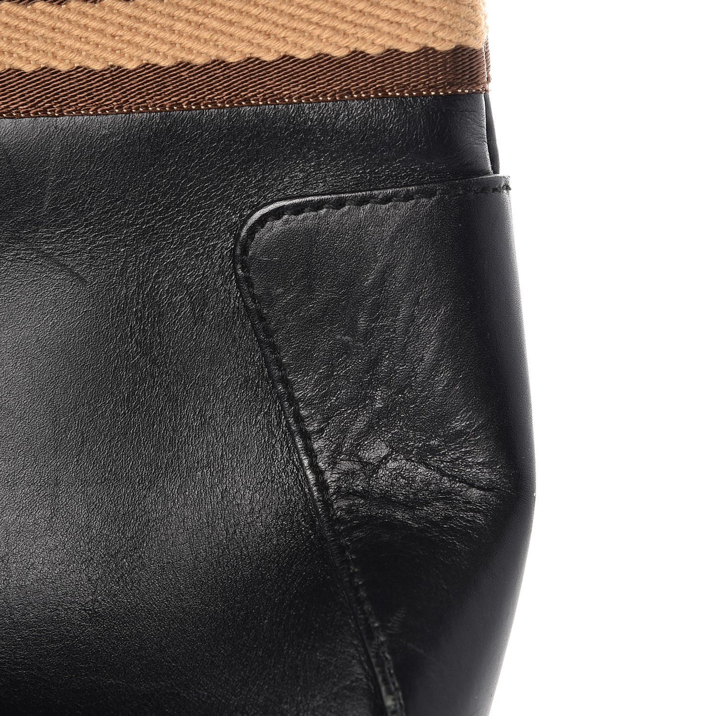 Calfskin Web Tote Black