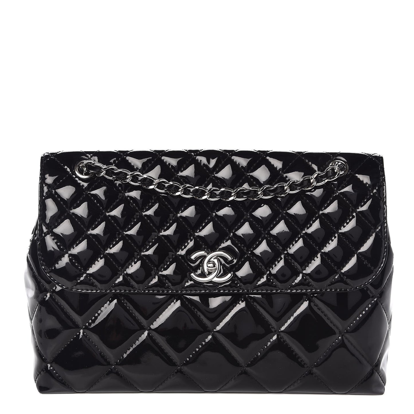 Vinyl Quilted In the Business Flap Bag Black