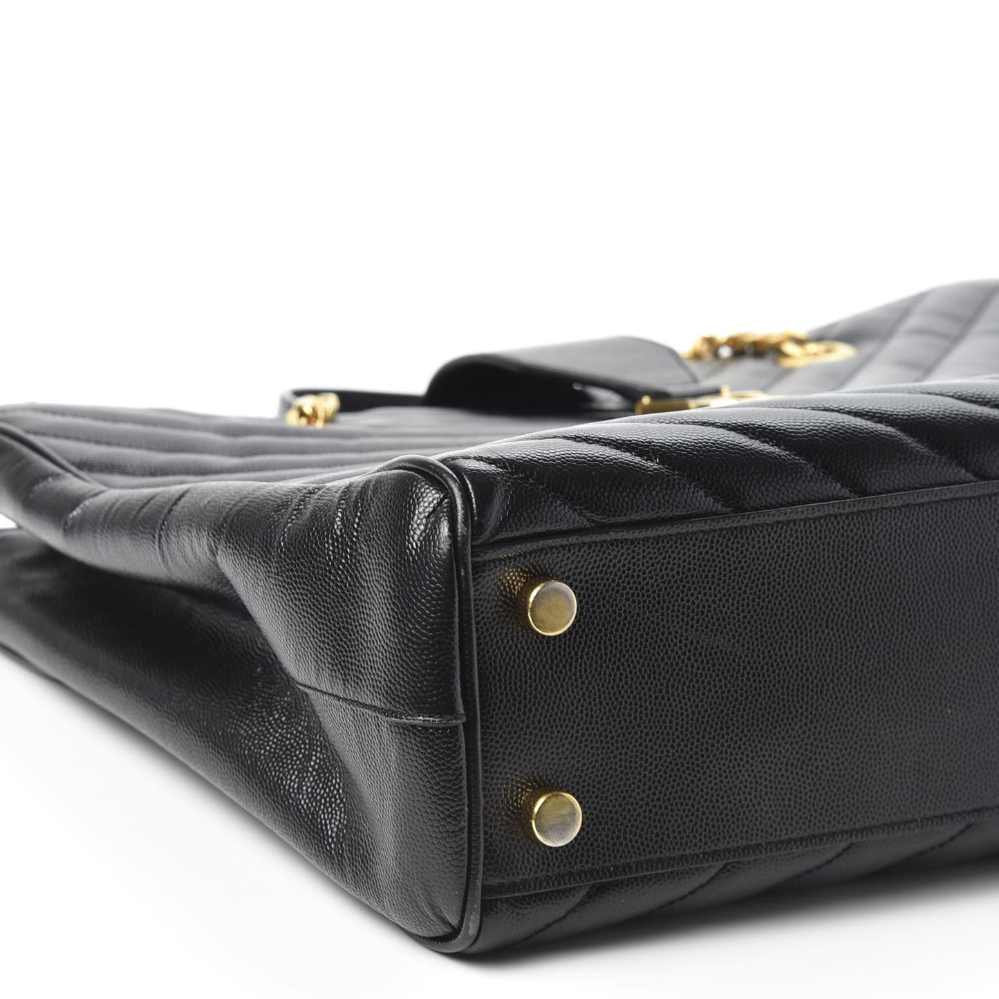 Grain De Poudre Matelasse Chevron Monogram Shopping Bag Black