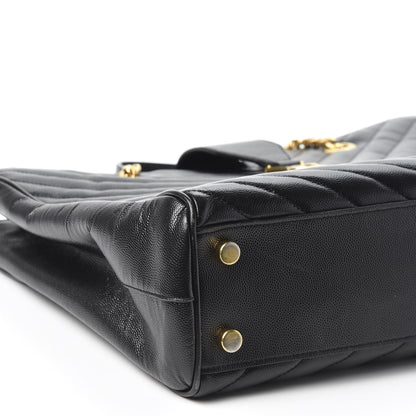 Saint Laurent Grain De Poudre Matelasse Chevron Monogram Shopping Bag Black 5 of 10