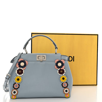Fendi Nappa Flowerland Mini Peekaboo Iconic Satchel Light Blue 12 of 12