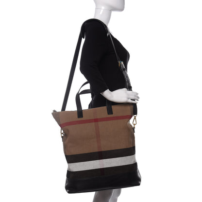 Burberry Grainy Calfskin Mega Check Armley Folding Messenger Black 2 of 8