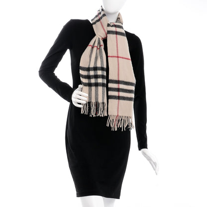 Burberry Cashmere House Check Fringe Scarf Beige 2 of 4