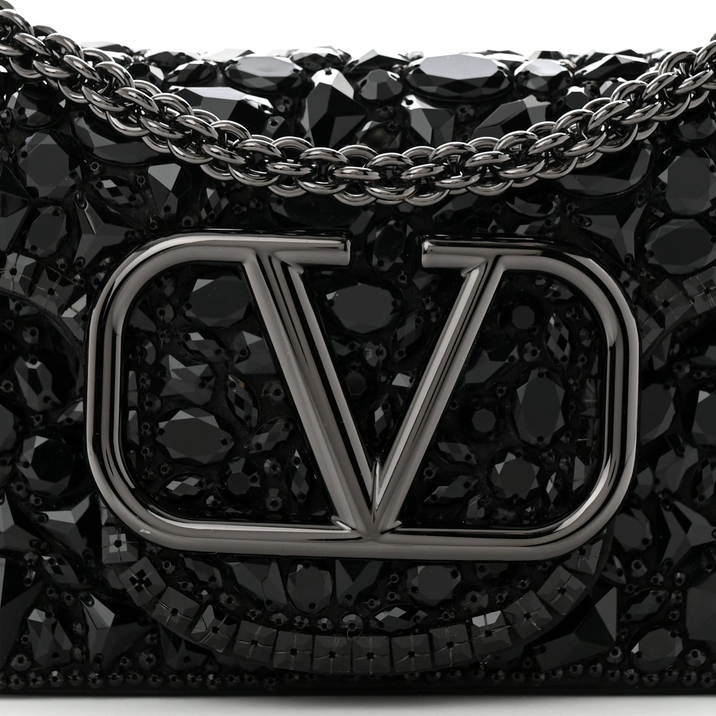 Crystal Nappa Monochrome Vlogo Small Loco Shoulder Bag Black